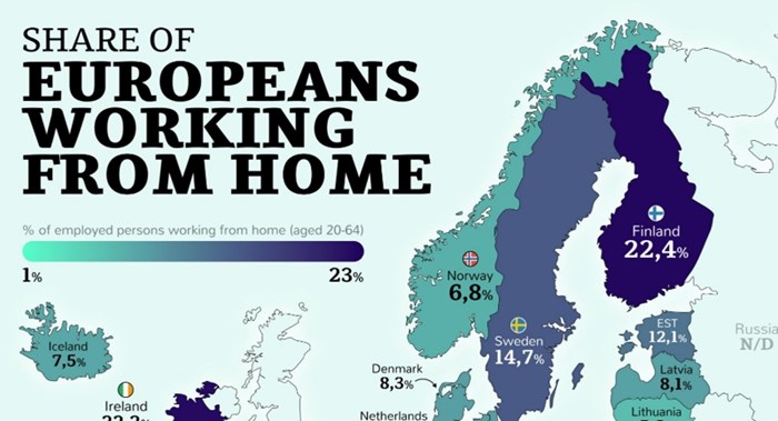 Mapa otkriva koji postotak ljudi u EU radi od kuće, Hrvatska je jako zanimljiva