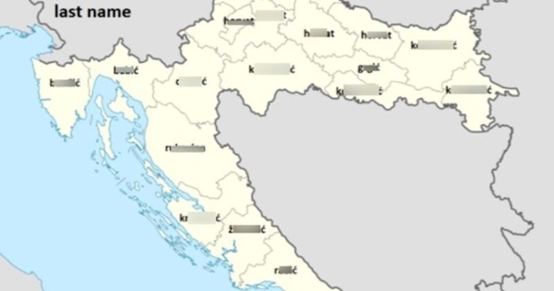 Netko je napravio genijalnu mapu s 9 najčešćih prezimena u svakoj županiji