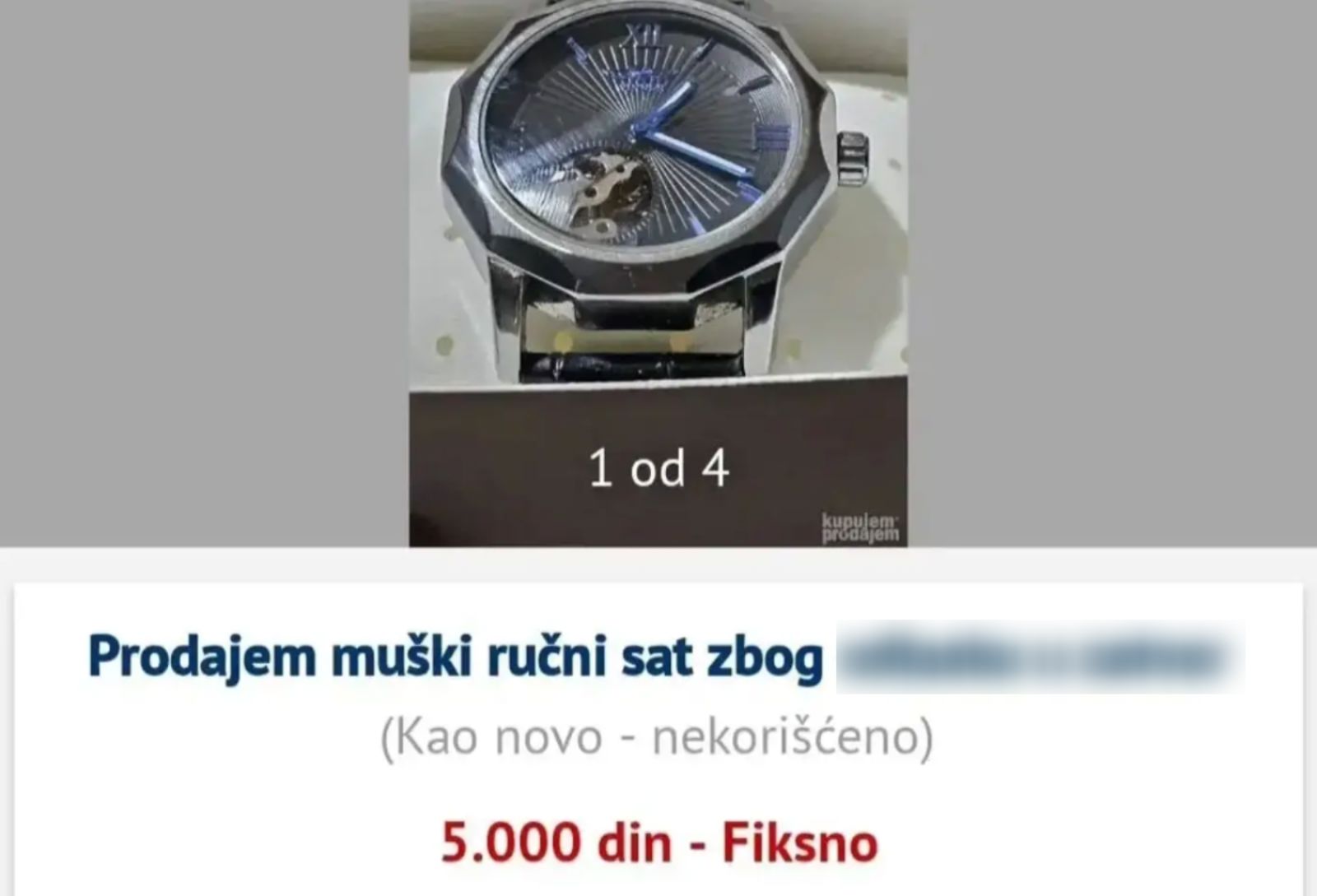 Tip iz Srbije je odlučio prodati ručni sat. Sve je dobro dok ne vidite razlog zašto