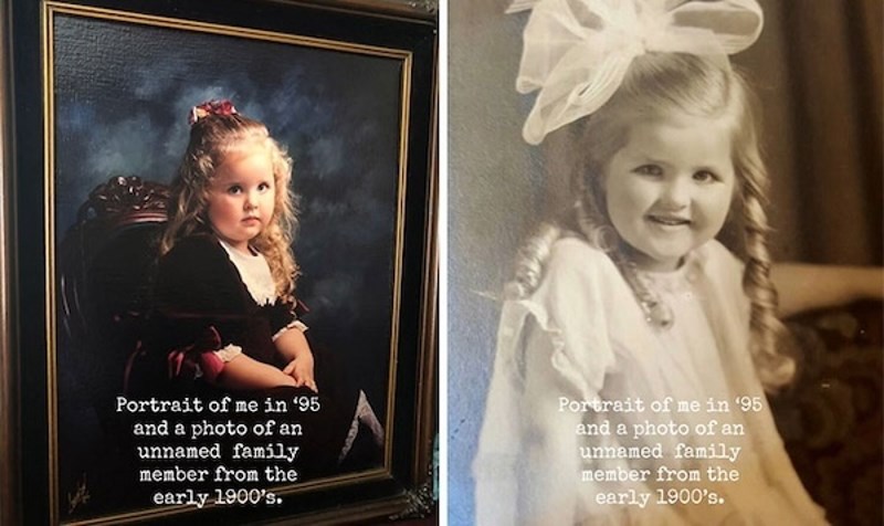 Ja slikana 95' i fotka moje rođakinje iz ranih 1900-ih