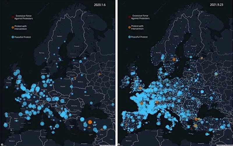 Protesti u Europi 2020. vs. 2021.