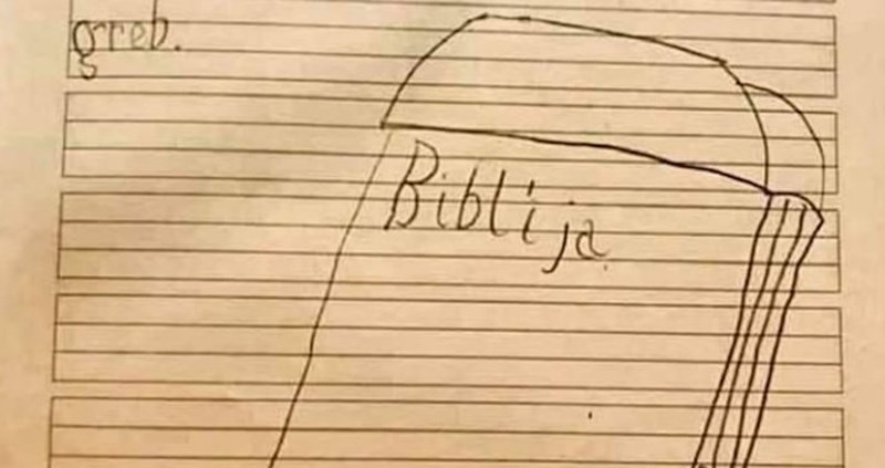 Klinac je dobio zadatak da napiše što je to Biblija. Morate vidjeti opis od 2 tisuće lajkova