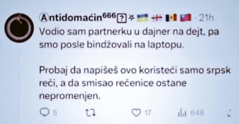 Tip je pitao nekog da prevede ovu rečenicu, majstor u komentaru je to odradio s dvije riječi