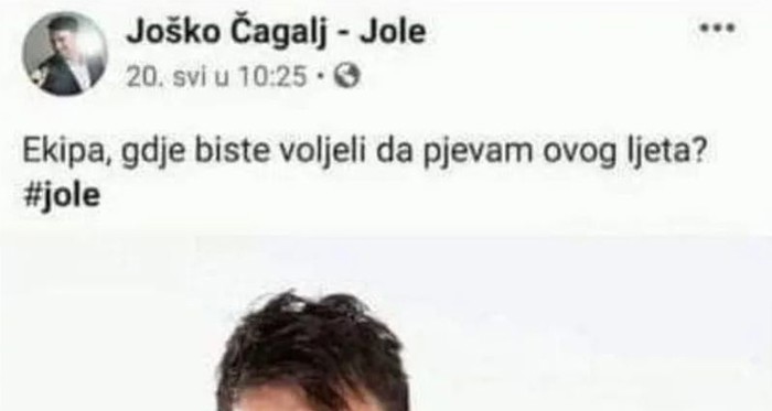 Jole je pitao fanove gdje bi voljeli da pjeva ovog ljeta, prvi odgovor je hitčina!