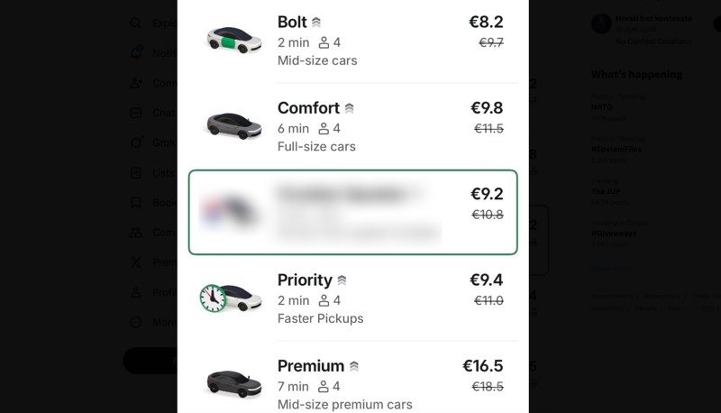 Na Taxi aplikacijama u Hrvatskoj pojavila se nova opcija, mnogi ljudi su zgroženi