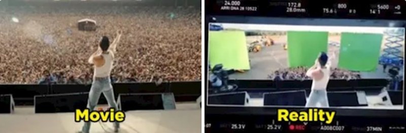 U filmu Bohemian Rhapsody glavni glumac pjeva na praznoj pozornici, publike nema