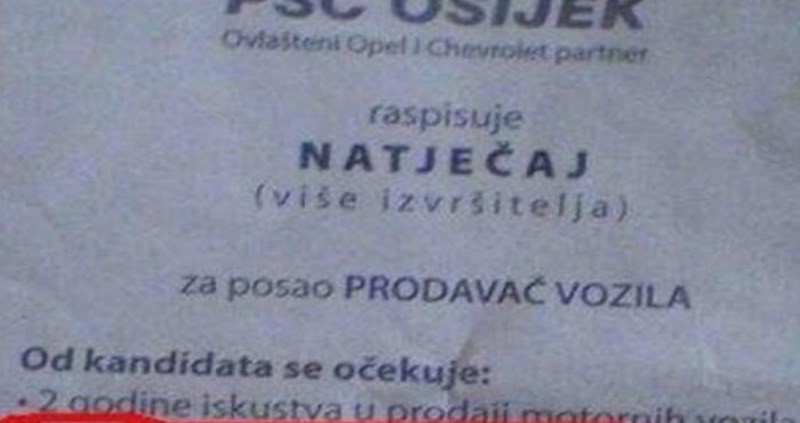 Uvjeti u ovom natječaju za posao nasmijat će vas do suza