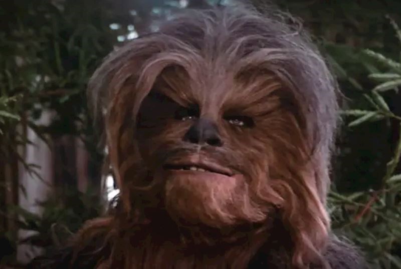 Dok se snimanje filma "Zvjezdani ratovi: Povratak Jedija" snimalo u regiji Pacifički sjeverozapad na sjevernoameričkom kontinentu, glumca Petera Mayhewa, koji je glumio Chewbaccu, osoblje seta moralo je pratiti u neonskim prslucima kako ga netko ne bi zamijenio za Bigfoota i upucao