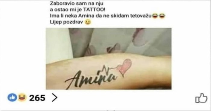 Tražio je curu s imenom bivše da ne bi morao skidati tetovažu, u komentar dobio još bolji prijedlog