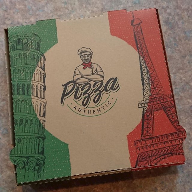 Autentična talijanska pizza s Eiffelovim tornjem na kutiji