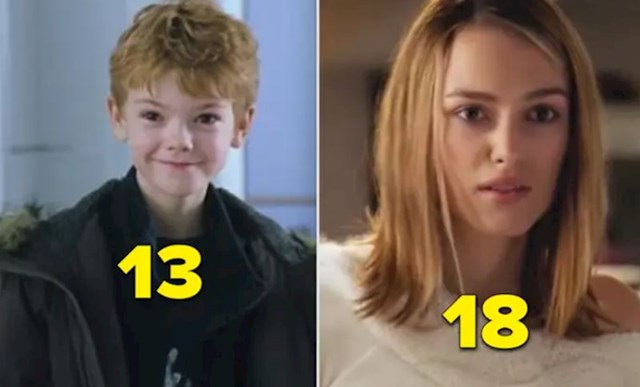 Thomas Brodie-Sangster glumio je desetogodišnjaka u filmu "Love Actually", dok je Keira Knightley glumila udanu ženu u dvadesetima. On je tada imao 13, a ona 18 godina! 🤯