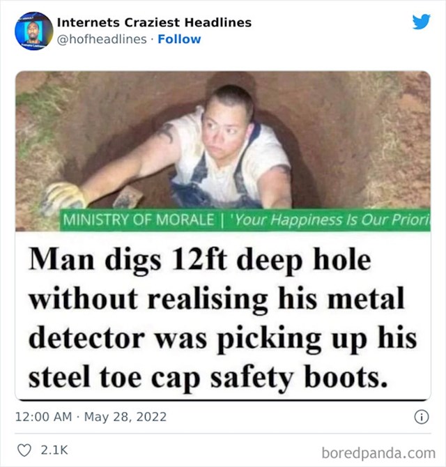 Tip je iskopao skoro 4 metra duboku rupu u potrazi za metalom, da bi na kraju shvatio da je detektor svirao jer ima metal u čizmama