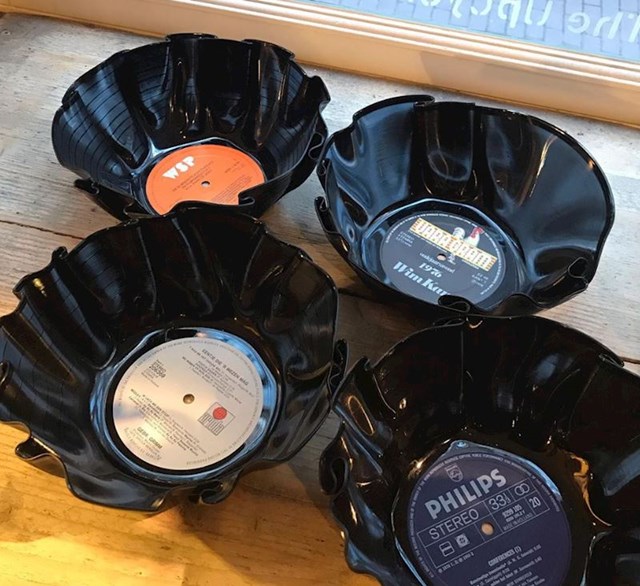 Oštećene gramofonske ploče pretvorene u posude