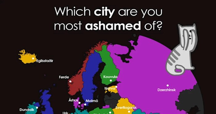 Mapa prikazuje kojeg grada se najviše srame Hrvati, a koji su sramota ostalih europskih država