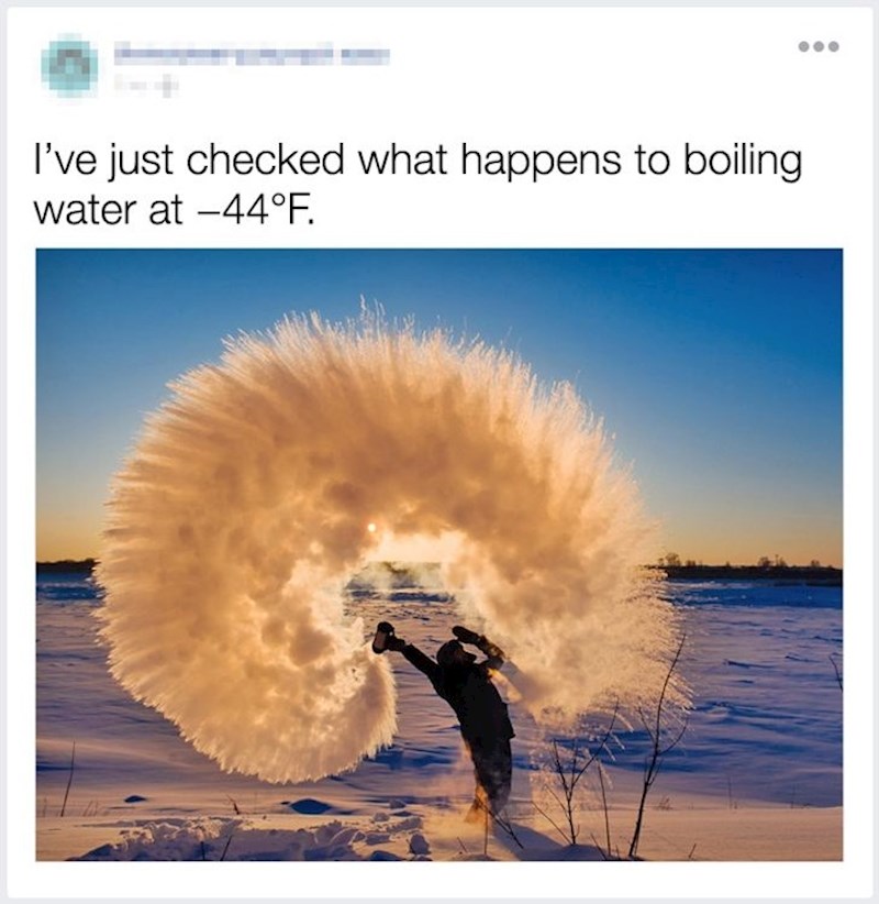 Ovo se dogodi kipućoj vodi kada temperatura padne ispod 0 stupnjeva