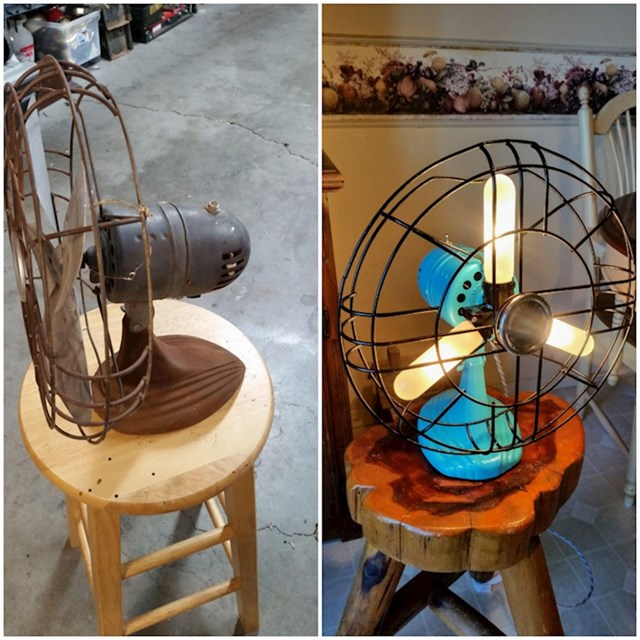 Stari ventilator pretvoren u lampu