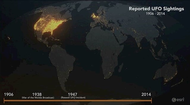Mjesta gdje ljudi tvrde da su ugledali NLO