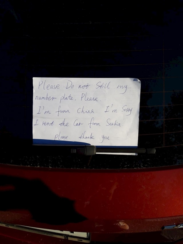 Kinez se ispričava što je autom srpskih registracija došao u Hrvatsku