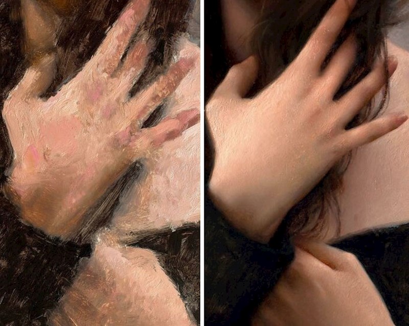 Slika nakon prvog i posljednjeg sloja boje