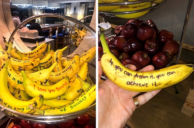 "Hotelsko osoblje piše motivirajuće poruke na banane koje poslužuje za doručak"