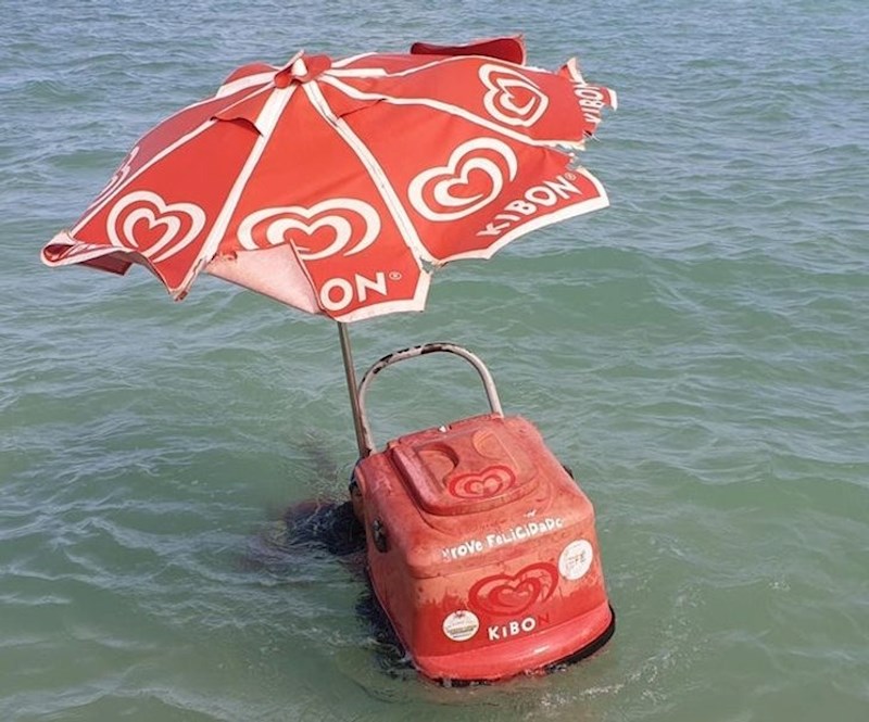 Tip pliva uz koraljni greben i prodaje sladoled usred oceana