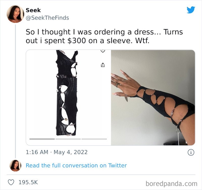 I pobjednica dana: mislila je da kupuje haljinu, a dobila je rukav! (Iako je toliko ružan komad materijala, da ga ne bi spasilo ni da je haljina)