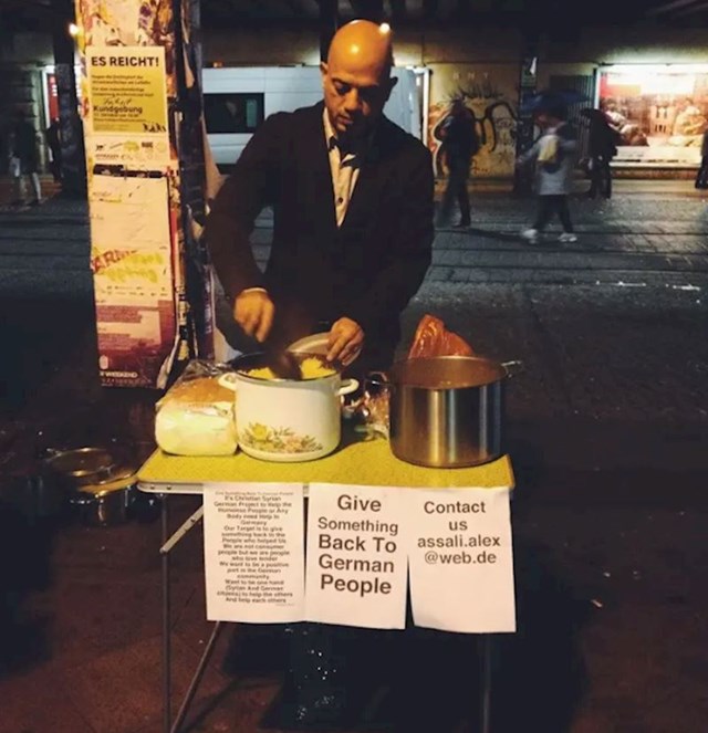 Sirijac u Njemačkoj kuha besplatne obroke za njemačke beskućnike, kako bi se barem nekako odužio za to što ga je njihova država primila