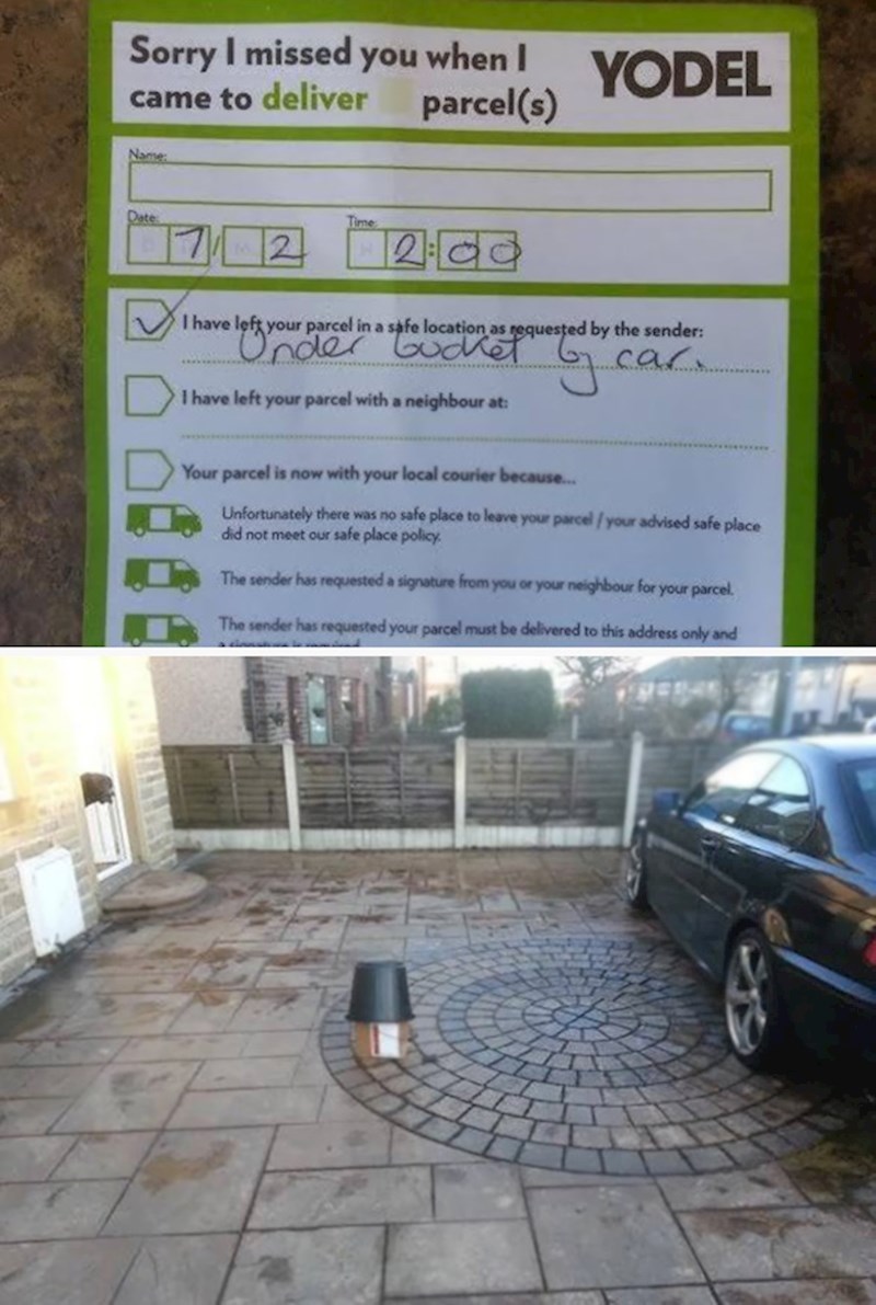 "Paket je ispod kante pokraj auta"