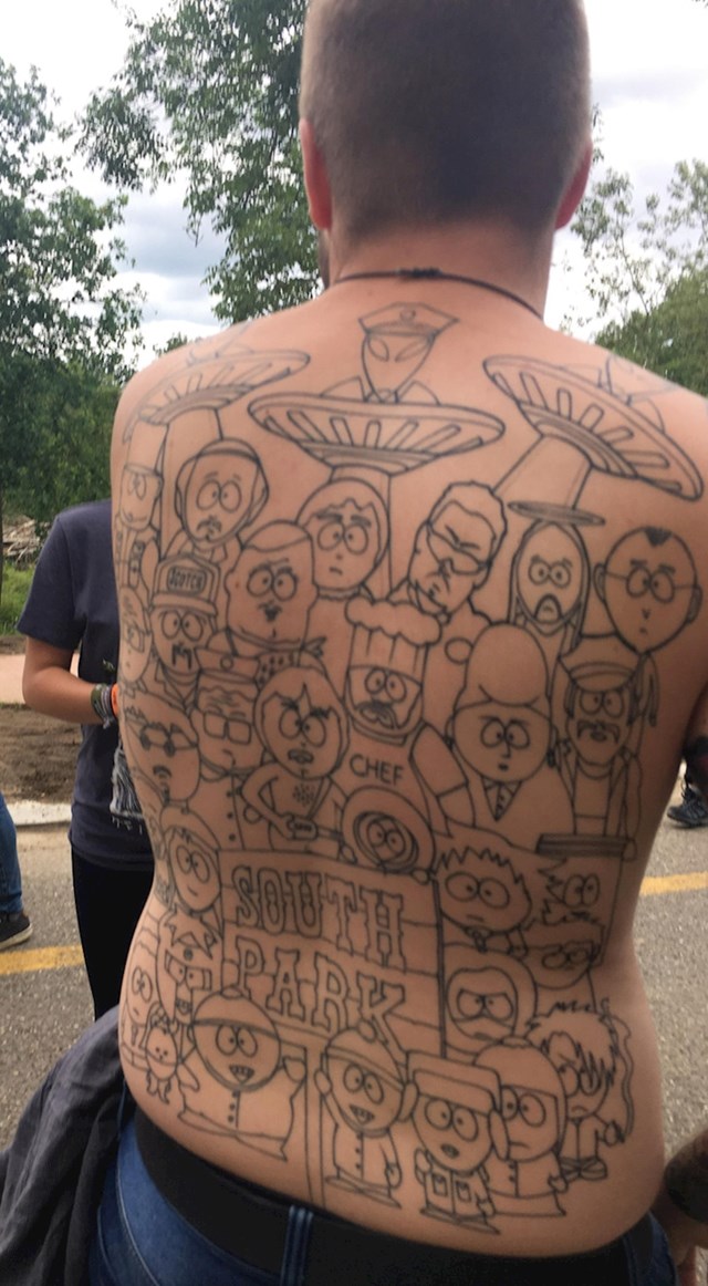 Tip ima tetovirane sve likove iz South Parka