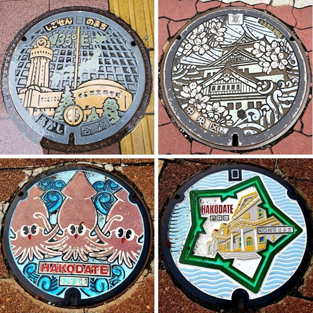 Umjetnost na poklopcima šahtova čest je prizor na ulicama japanskih gradova