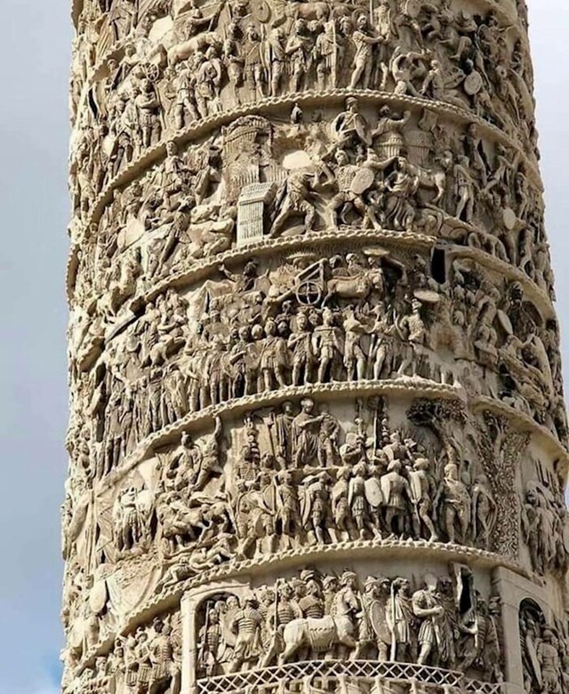 Razina detalja na stupu Marka Aurelija u Rimu koji je dovršen oko 193. godine