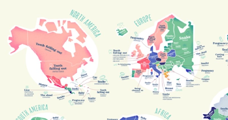 Ispadanje zubi, ženidba, zmije: netko je napravio kartu s najčešćim snovima u svijetu i hit je!