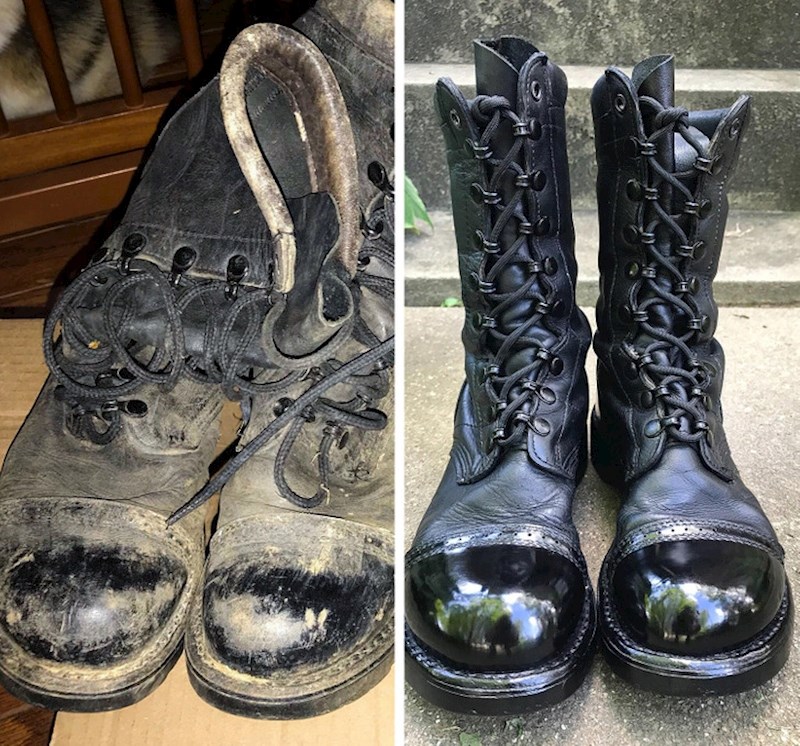 Kožne čizme nakon pravilnog čišćenja i poliranja