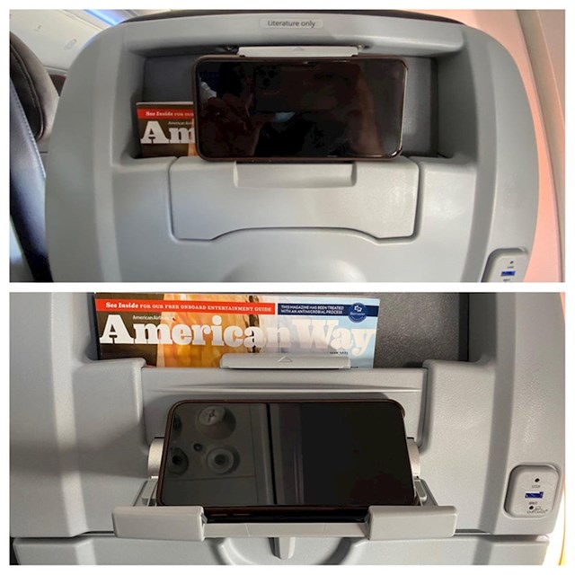 Sjedala u avionu imaju utor za mobitel kojeg je onda moguće podesiti na dva načina