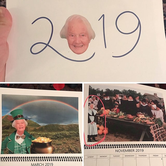 Baka je te godine naučila koristiti Photoshop i obitelji je poklonila ovaj kalendar