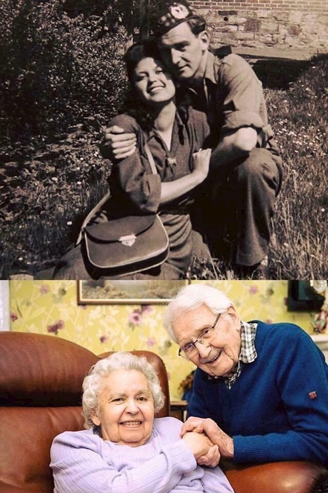 Židovka i škotski vojnik koji ju je spasio tijekom Drugog svjetskog rata. Oženili su se 1946. godine. Donja fotka su oni na 70. godišnjicu braka!