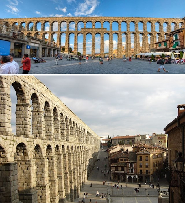 Sagradili su ga Rimljani 112. godine bez ikakve žbuke ili cementa. Ovaj 15 km dug akvadukt u Segoviji još uvijek ispravno radi