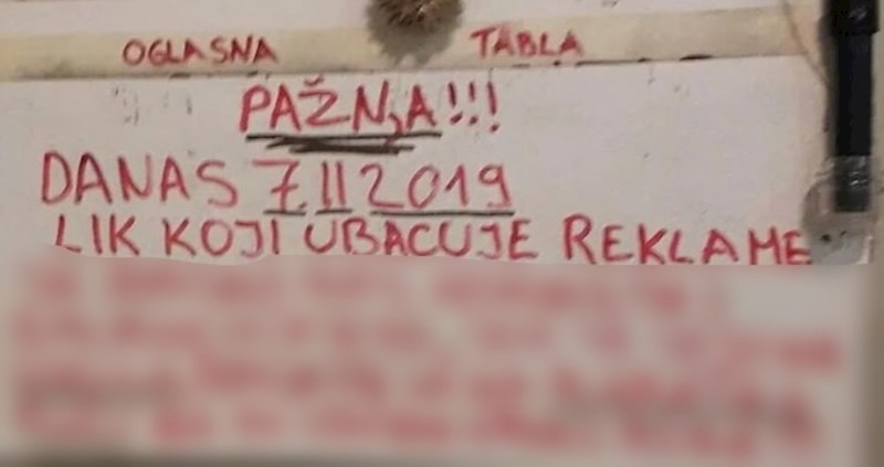Na oglasnoj ploči zgrade ostavio urnebesno upozorenje susjedima; to je dobar susjed!