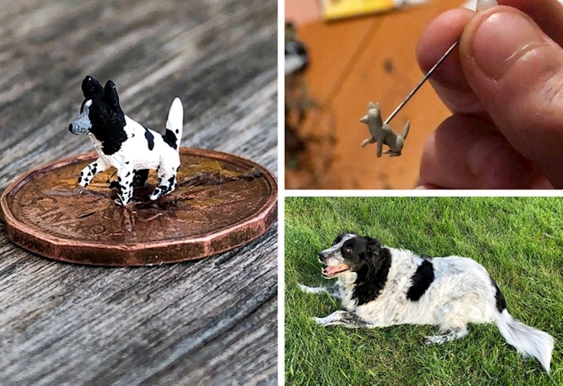 Napravila sam svog psa od ostataka epoxy smole. Zalijepila sam ga na novčić, toliko je malen bio ostatak!