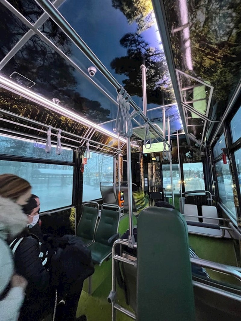 Interijer ovog autobusa napravljen je tako da imate osjećaj da ste usred šume!