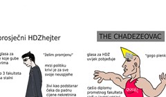 Meme prikazuje razlike između uhljeba i hejtera HDZ-a, da nije tužno bilo bi smiješno