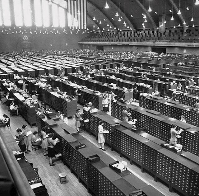 Ovako je 1944. izgledala prostorija s podacima o otiscima prstiju američkog FBI-a