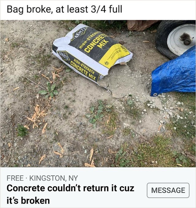 Pokidana vreća betona