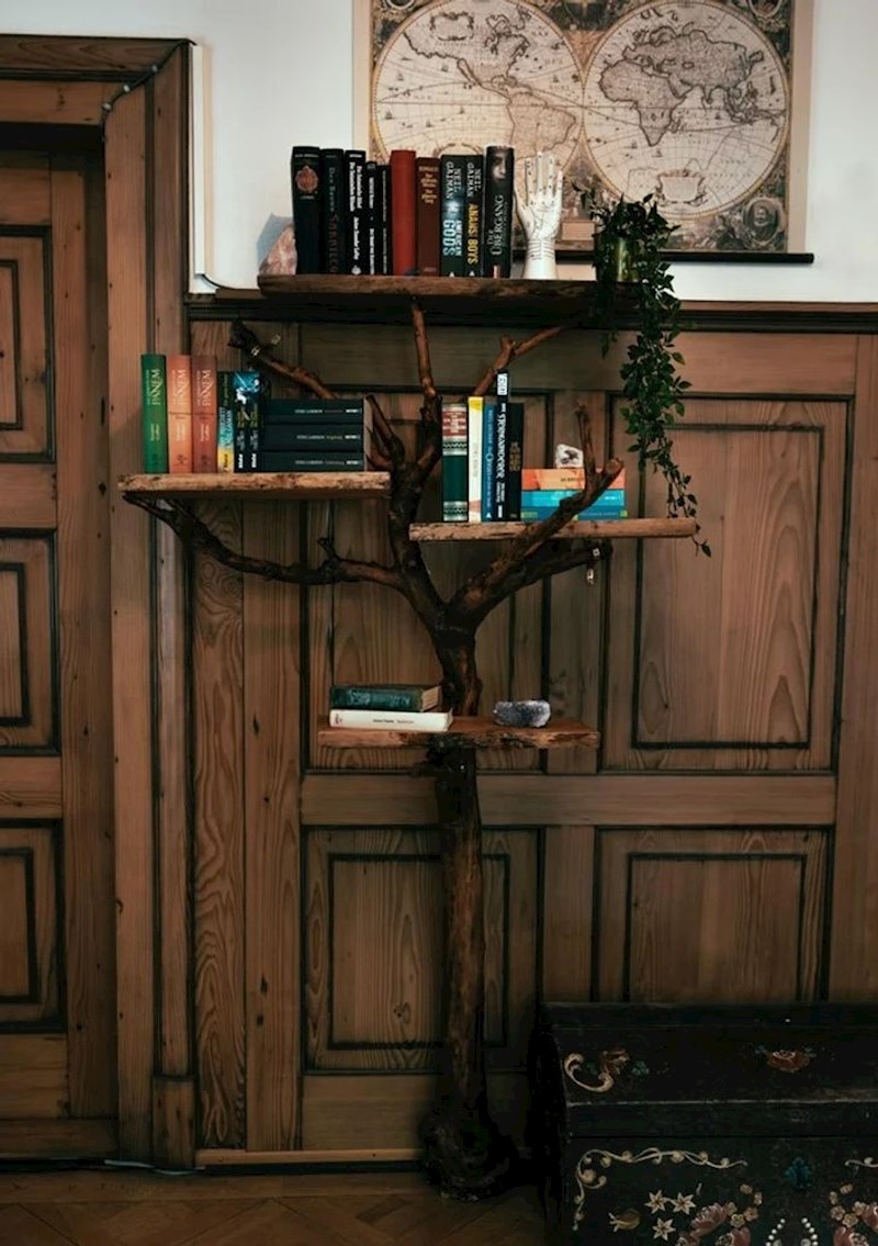 Stablo trešnje, koje je odumrlo, pretvoreno je u stalak za knjige