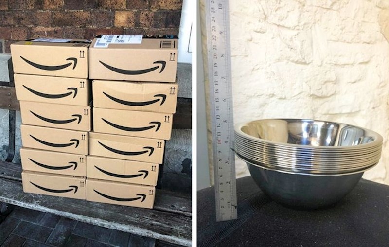 8. Ženi su dostavili 12 zdjela u pakiranjima koja su zauzela pola dostavnog vozila. Na slici 2 vidljivo je koliko mjesta zauzimaju zdjele u njenom domu!