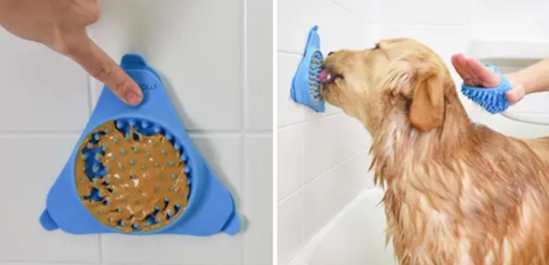 Vaš pas nije ljubitelj tuširanja? Nema problema! Zalijepite ovo na pločice, namažite njegov omiljeni namaz unutra i imat ćete nekoliko minuta da obavite što trebate!
