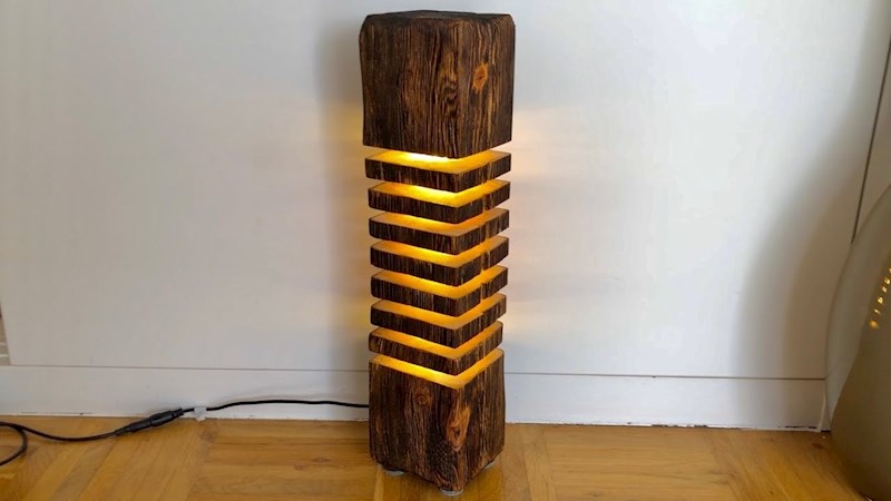 Dizajnerska Lampa od drvene grede / DIY