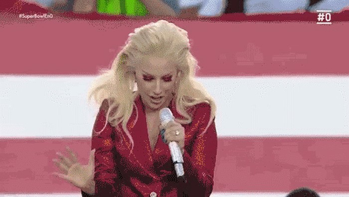 Lady Gaga shows powers at 2016 superbowl.gif