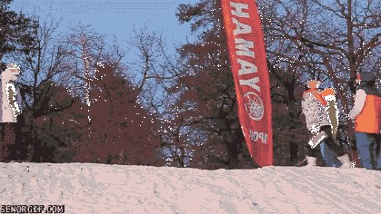 GIF: Nemarna djevojka umalo postala skijaški ražnjić