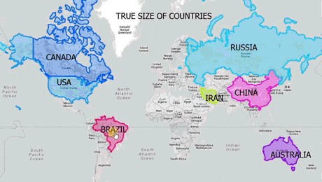 Pogledajte koje su stvarne veličine država!